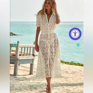 APRIL CREAM LACE MIDI BUTTON-DOWN SHIRT DRESS NWT!!!! Small